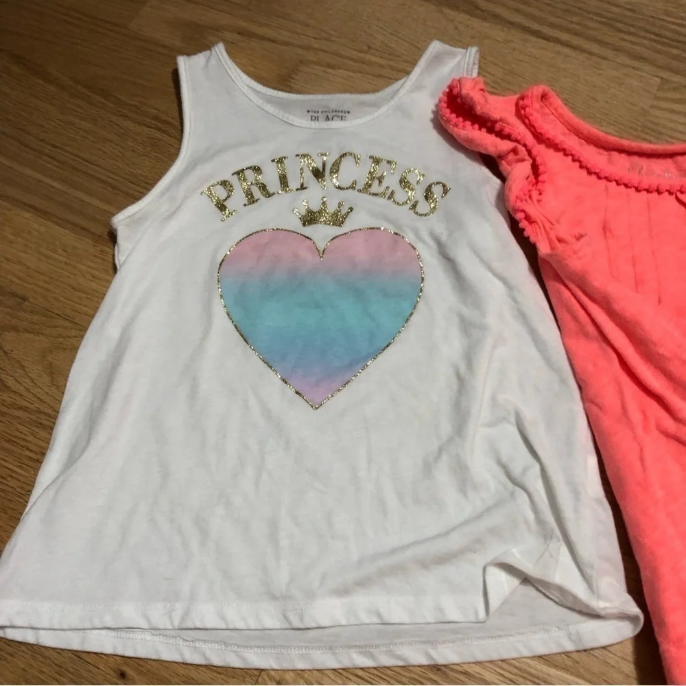 Size 5 Tank Top Sleeveless Blouse Shirt Bundle Lot Princess Unicorn Orange Pink